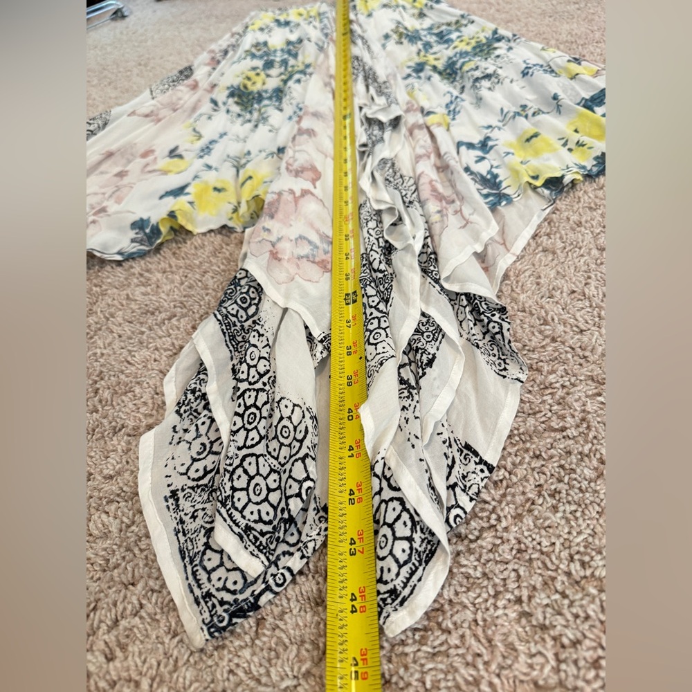 Free People Asymmetrical boho maxi Floral Skirt - White, Yellow, Blue Size S - Picture 10 of 11